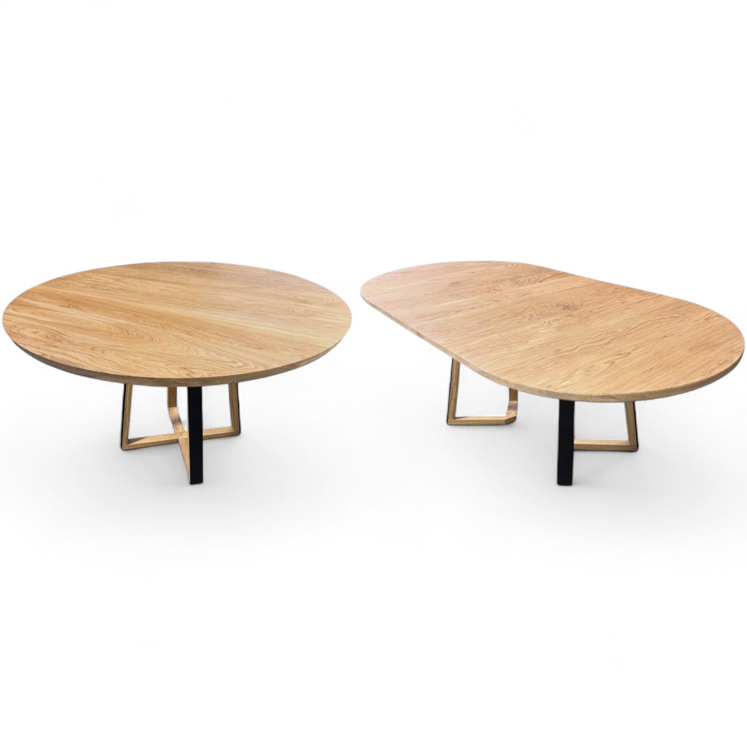 Rundt plankebord m. eg/metal krydsstel + (0-4 tillægsplader)