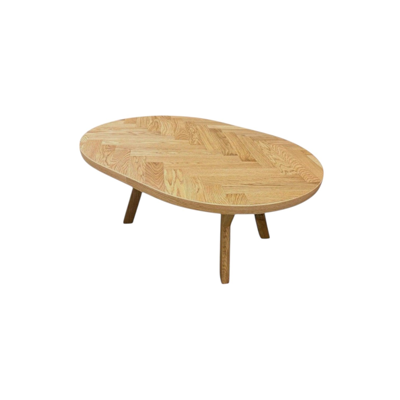 Ovalt sildebenssofabord i eg