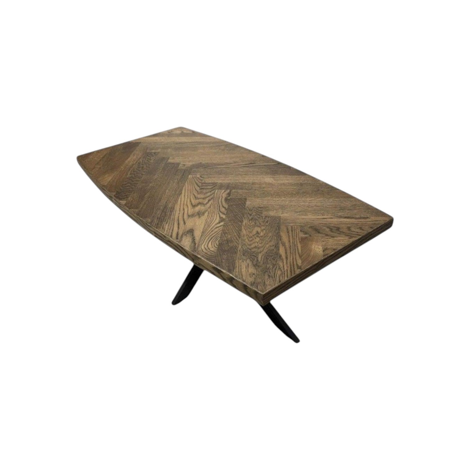 Bådformet sildebenssofabord i eg