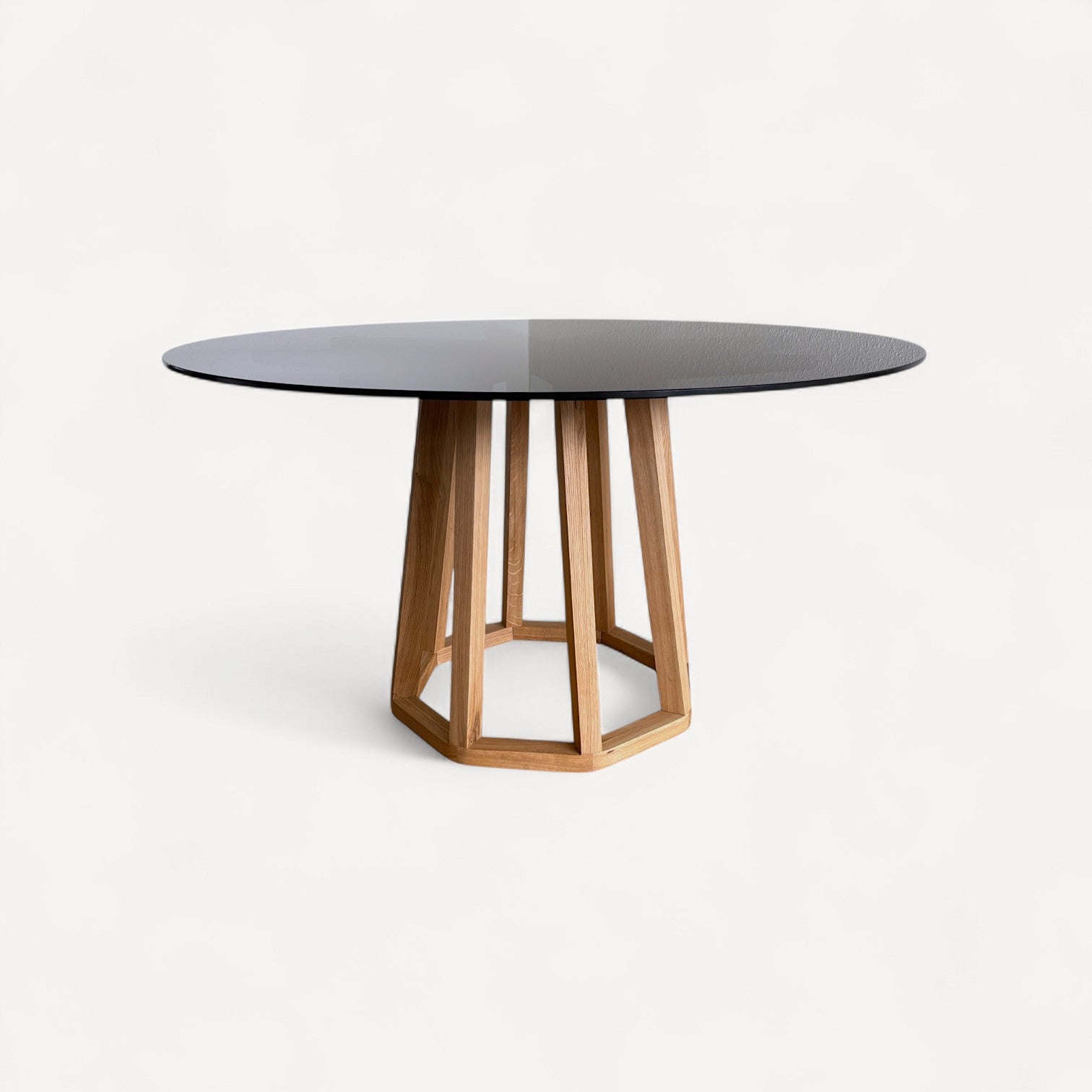 Oktagonbord i massivt Eg & Glas