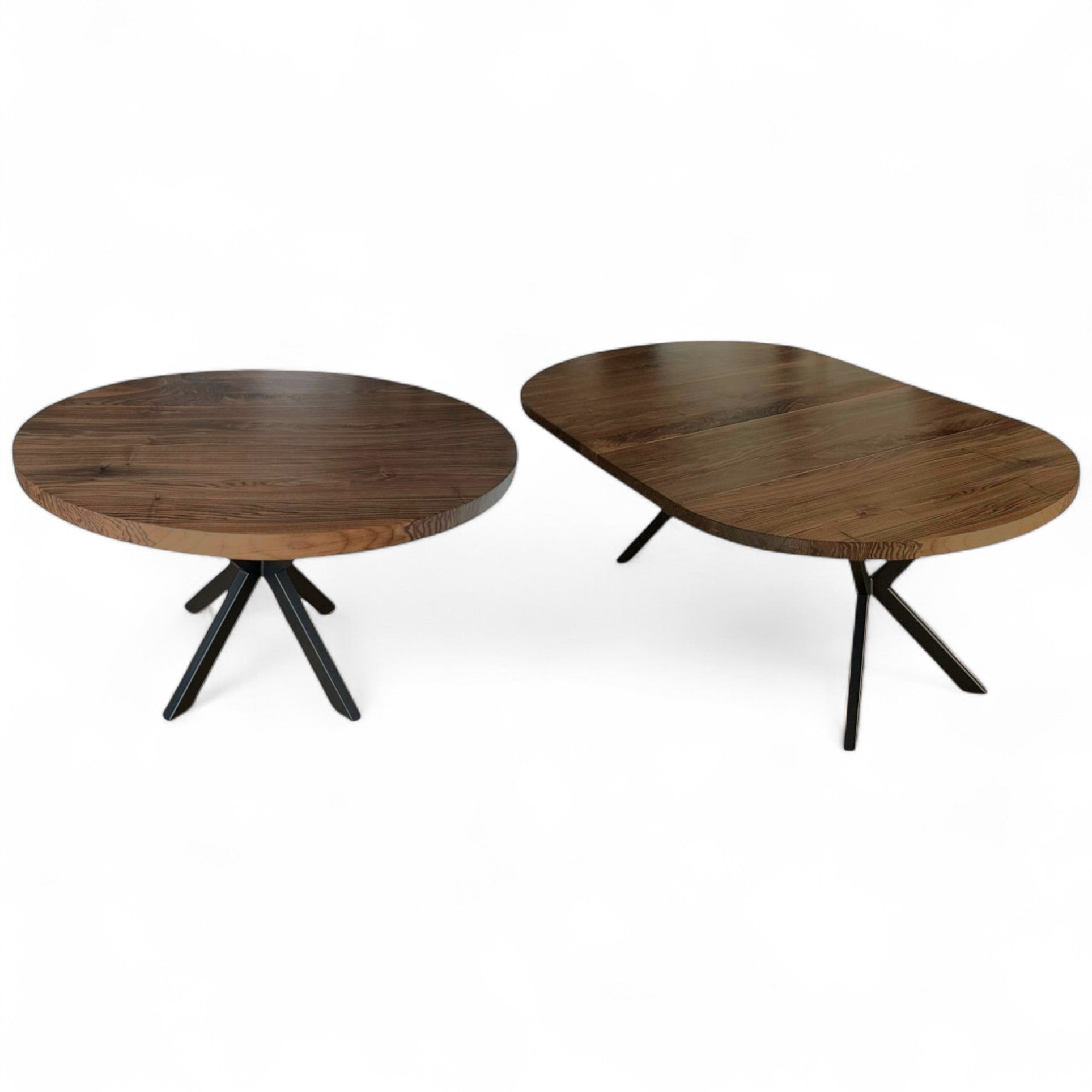 Rundt plankebord: valnød - stjernestel + (0-2 tillægsplader)