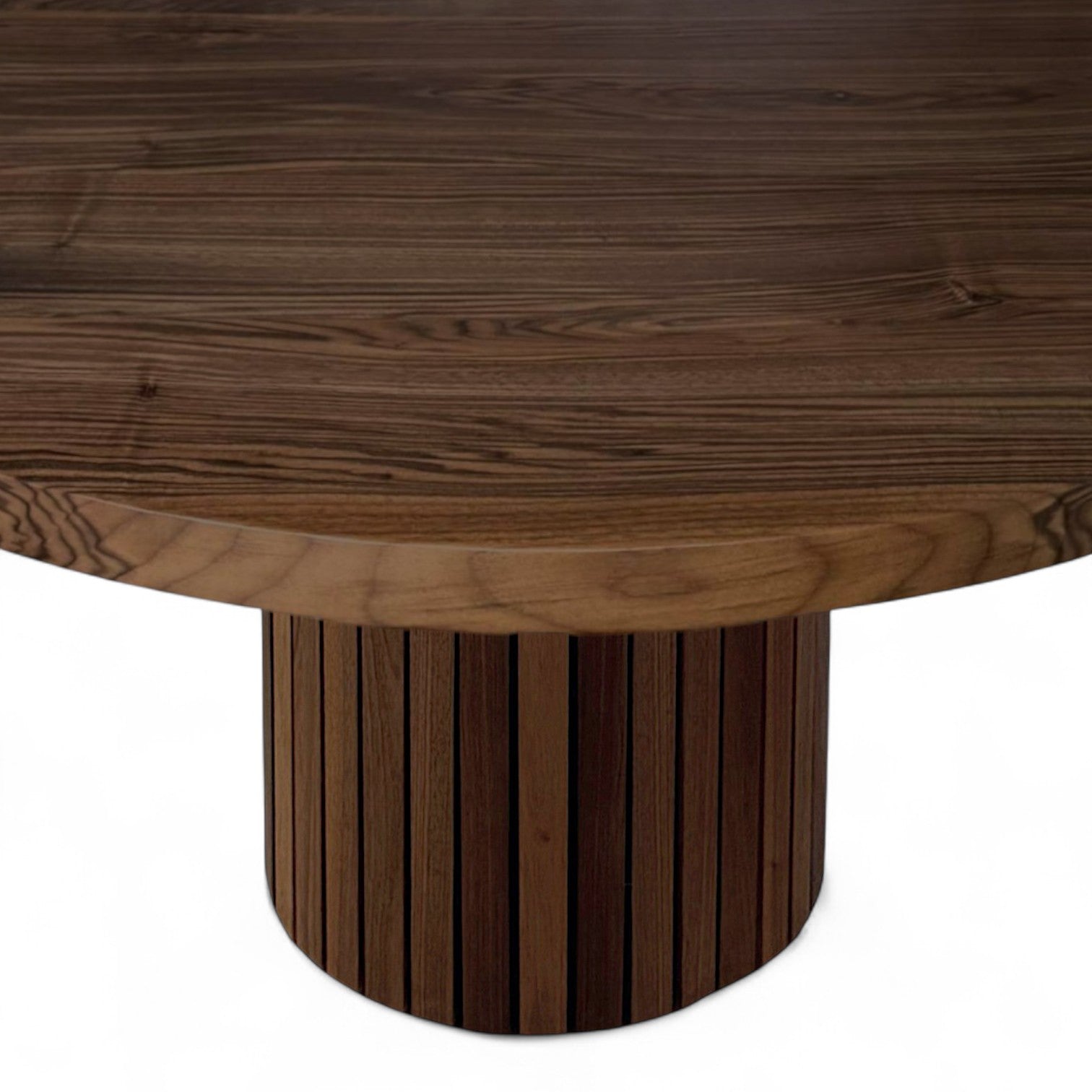 Rundt plankebord m. valnød sokkelfod + (0-2 tillægsplader)