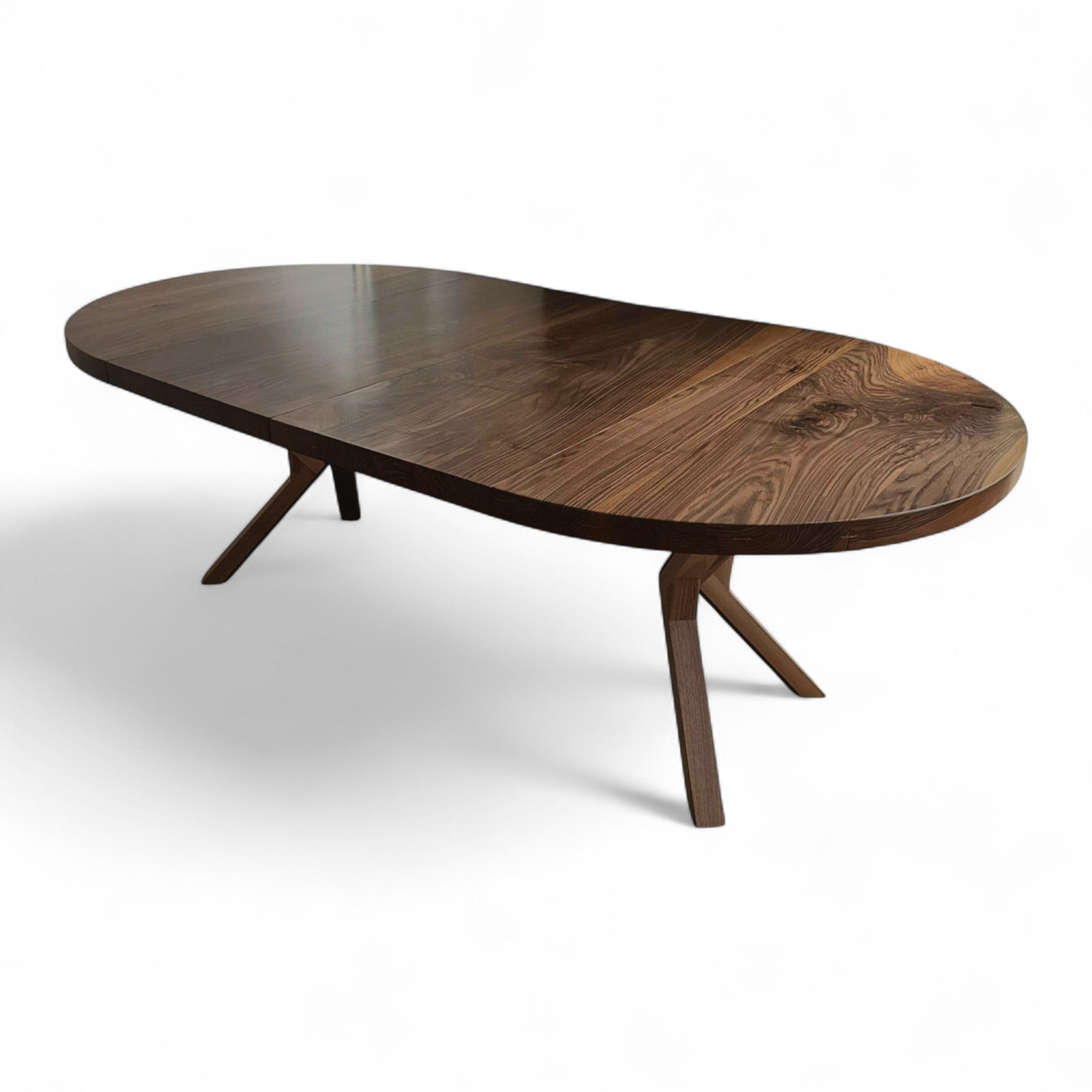 Rundt plankebord m. valnød/metal stjernestel + (0-2 tillægsplader)