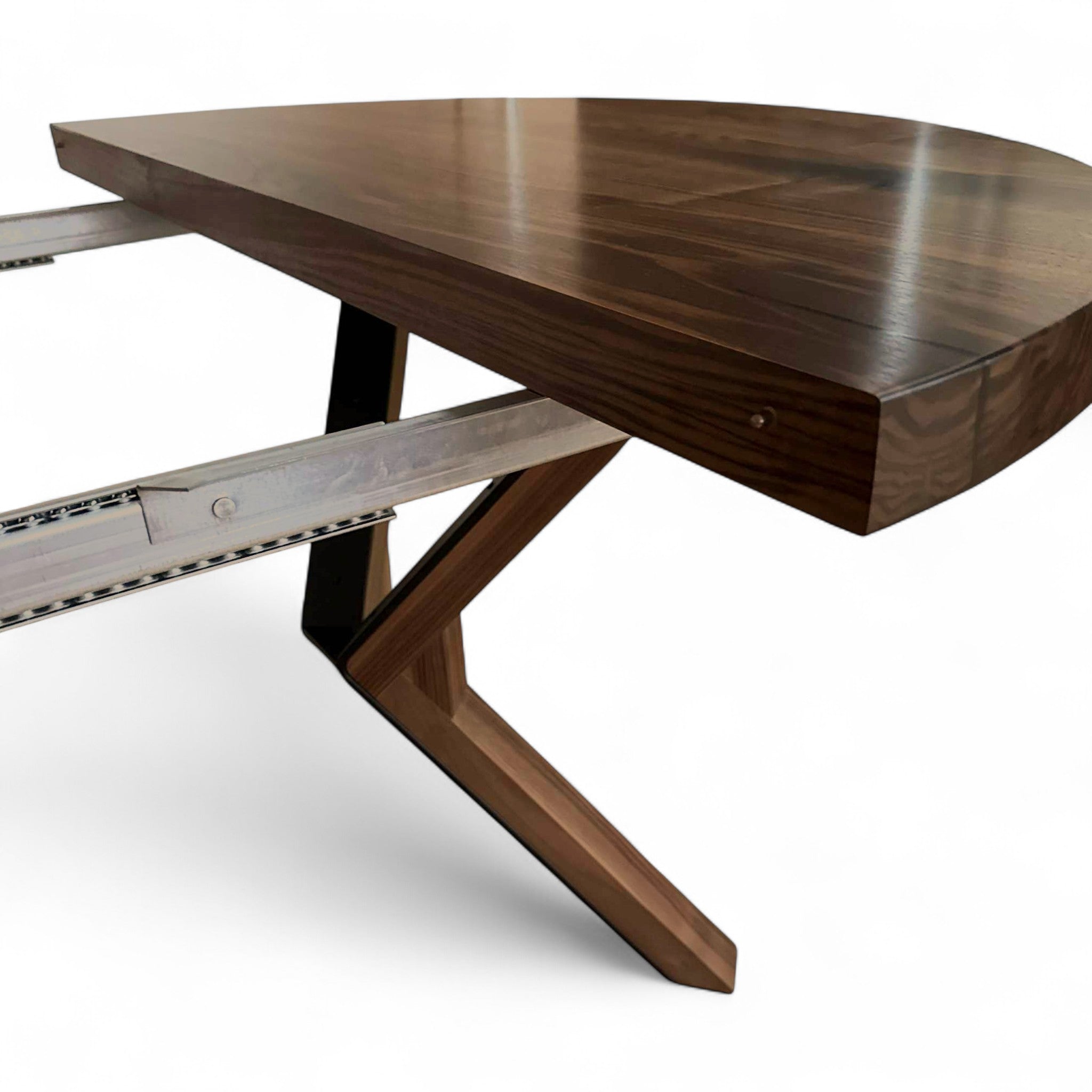 Rundt plankebord m. valnød/metal stjernestel + (0-2 tillægsplader)