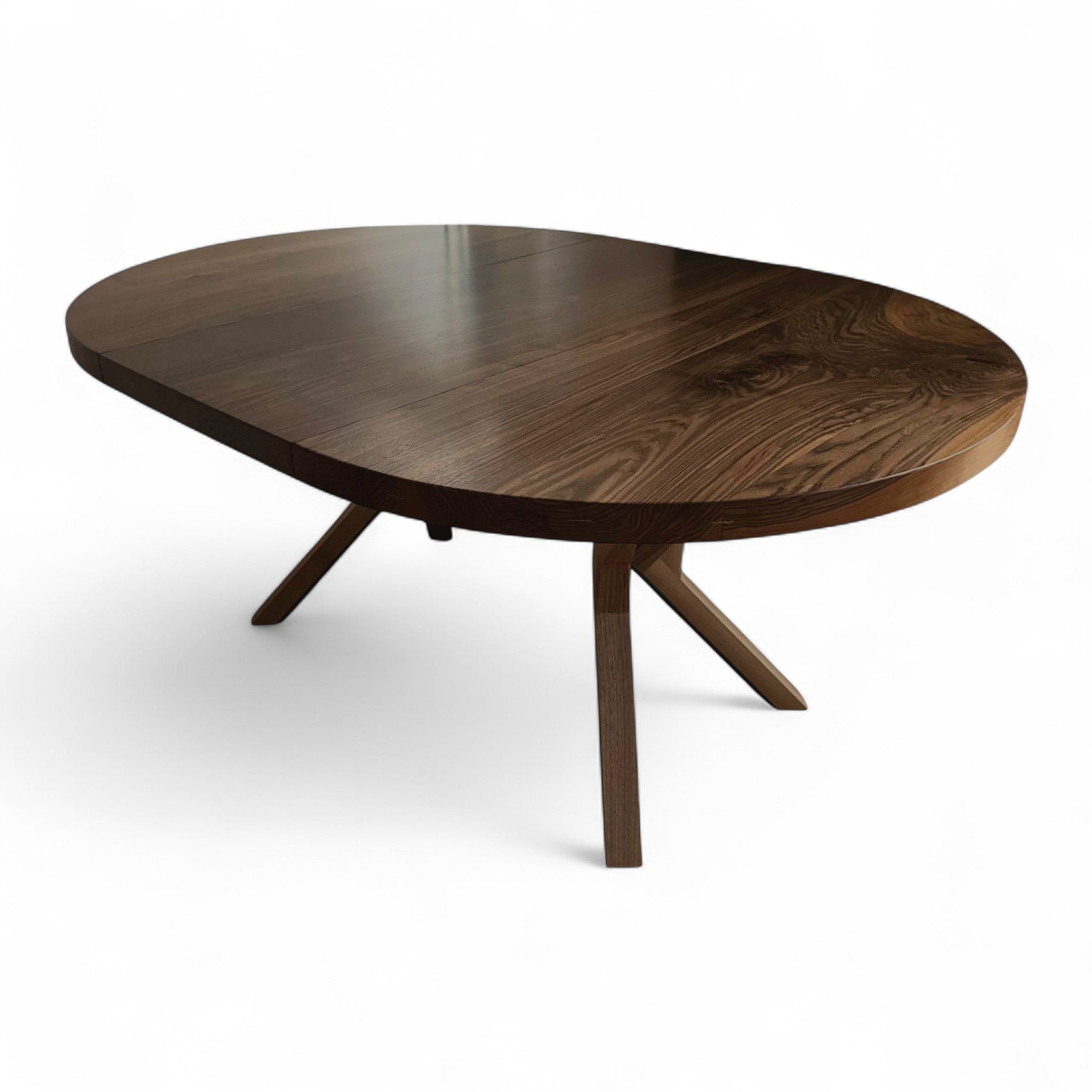 Rundt plankebord m. valnød/metal stjernestel + (0-2 tillægsplader)