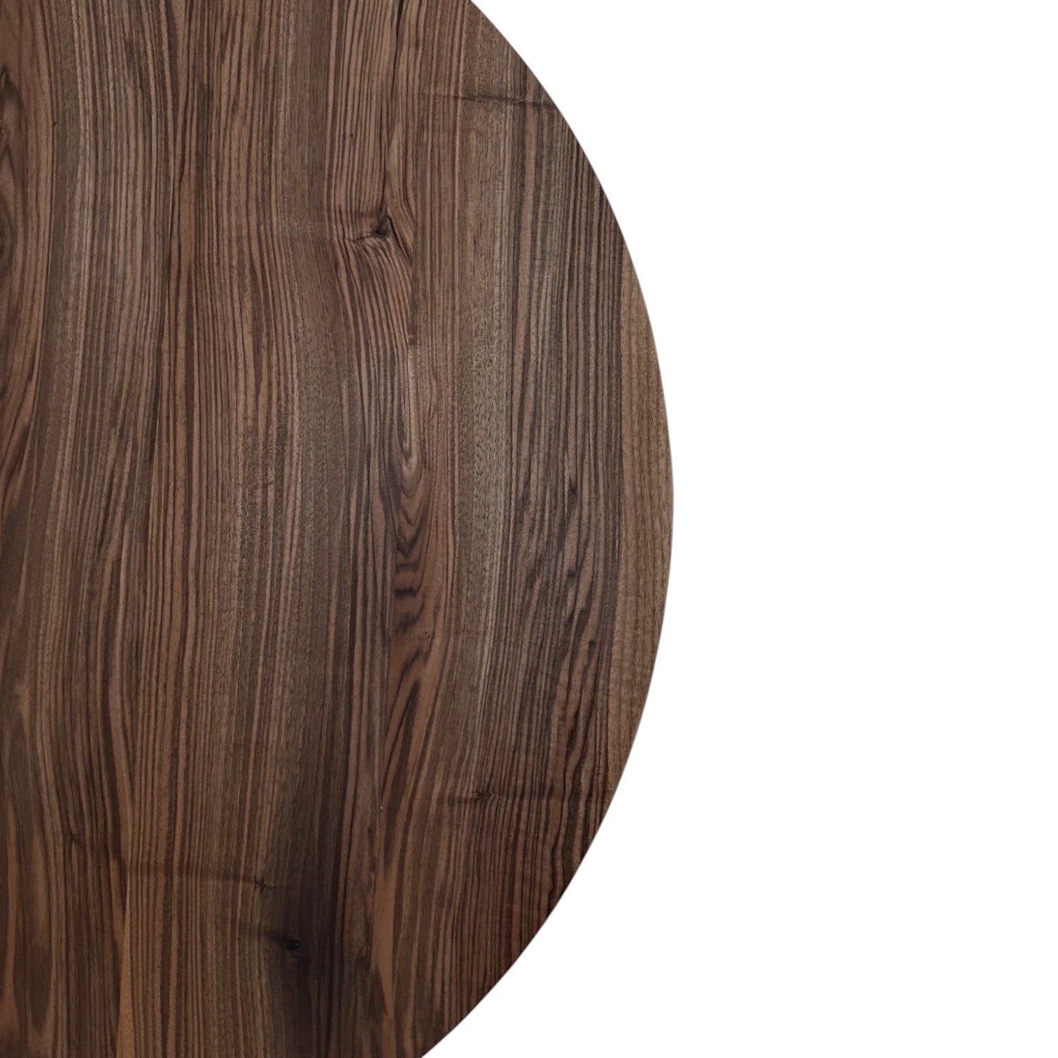 Rundt plankebord m. valnød sokkelfod + (0-2 tillægsplader)