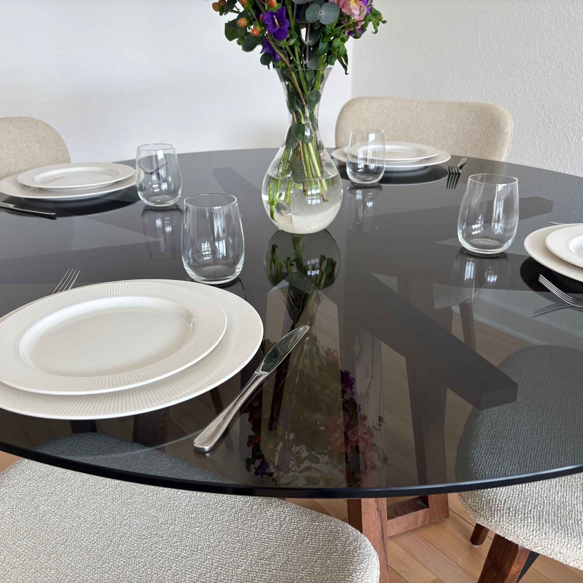 Krydsstel i massivt Eg & Glas