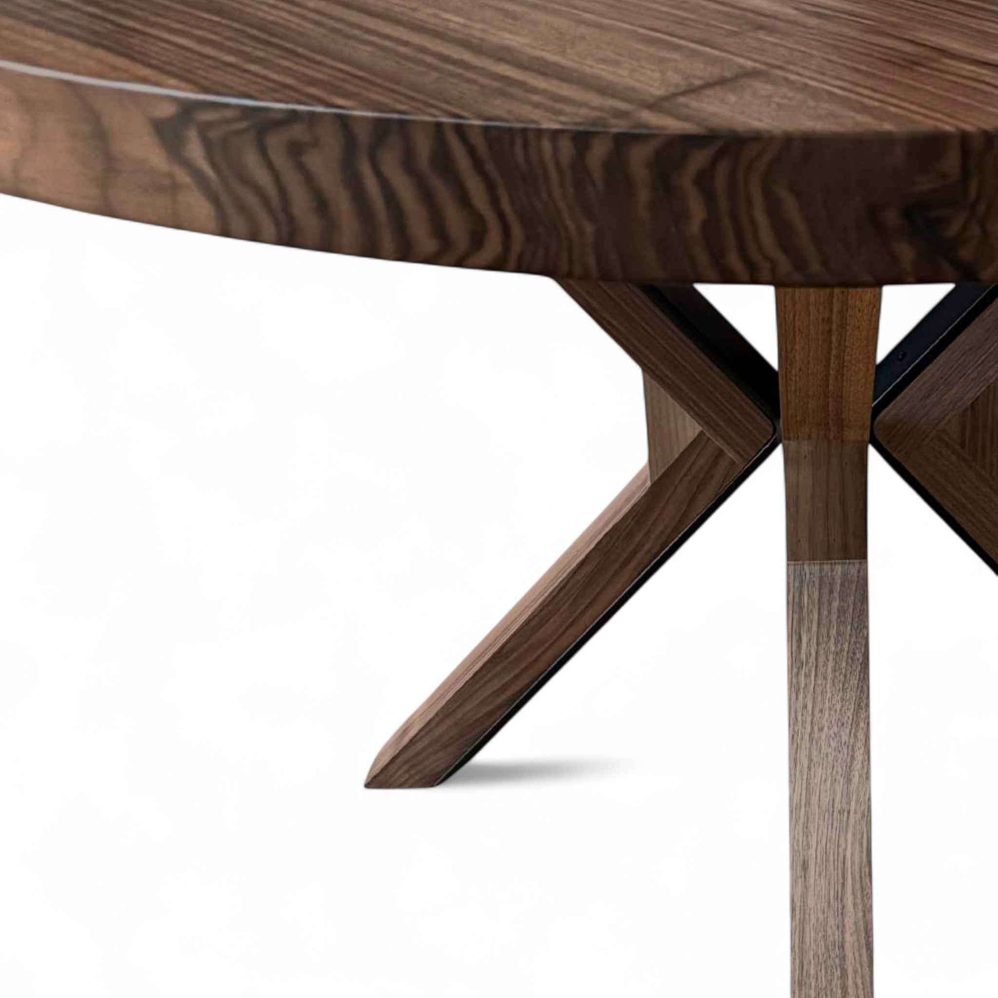 Rundt plankebord m. valnød/metal stjernestel + (0-2 tillægsplader)